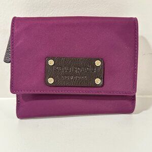 NWOT Kate Spade Wallet Purple Nylon with Brown Leather & Polkadot Interior